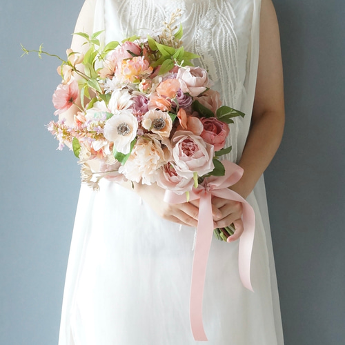 1点もの】ブーケ アーティフィシャルフラワー ピンクのウェディング