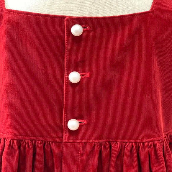 深紅　コーデュロイ　ワンピース　26㎝ドール　お揃い　子供服　ドール服 7枚目の画像