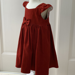 深紅　コーデュロイ　ワンピース　26㎝ドール　お揃い　子供服　ドール服 14枚目の画像
