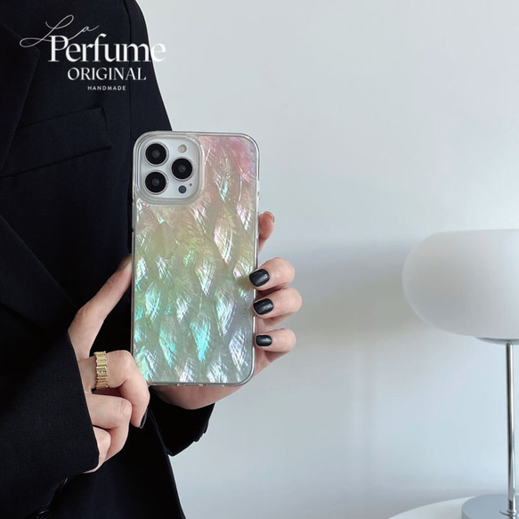キラキラ天然シェル✨ビタミン系カラー 淡色 貝殻 オリジナル iPhoneケース【受注生産】カラフル 夏 スマホケース 6枚目の画像