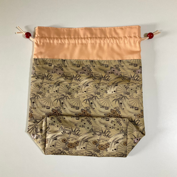 帯地リメイク巾着(オレンジ) 5枚目の画像