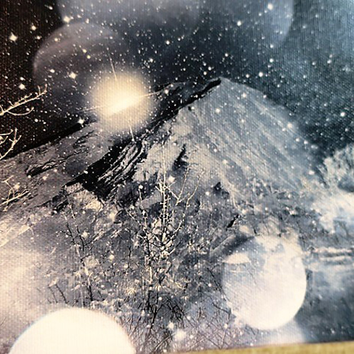 冬富士と三日月」三日月 富士山 幻想的 モノクロ 星 冬 おしゃれ 絵画
