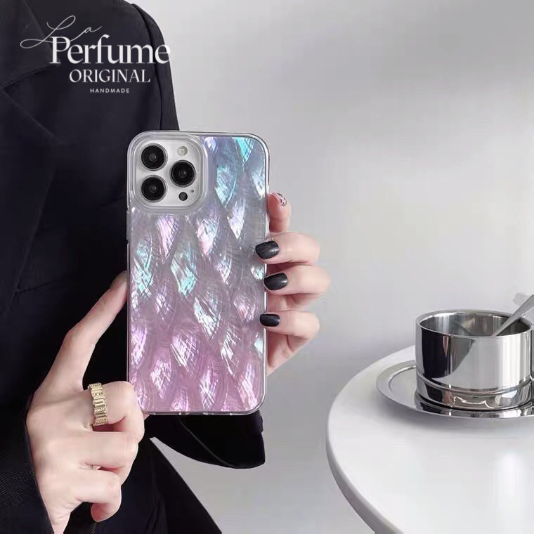 キラキラ天然シェル✨ブルーパープル系カラー 淡色 貝殻 オリジナル iPhoneケース【受注生産】カラフル 夏 海