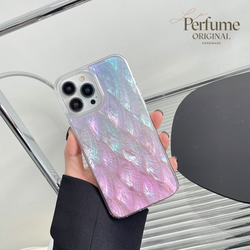 キラキラ天然シェル✨ブルーパープル系カラー 淡色 貝殻 オリジナル iPhoneケース【受注生産】カラフル 夏 海