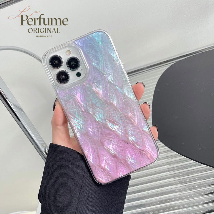 キラキラ天然シェル✨ブルーパープル系カラー 淡色 貝殻 オリジナル iPhoneケース【受注生産】カラフル 夏 海