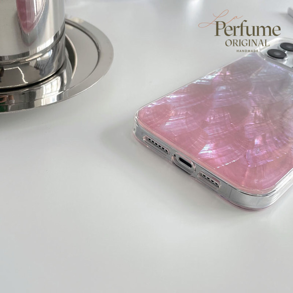 キラキラ天然シェル✨ブルーパープル系カラー 淡色 貝殻 オリジナル iPhoneケース【受注生産】カラフル 夏 海 9枚目の画像