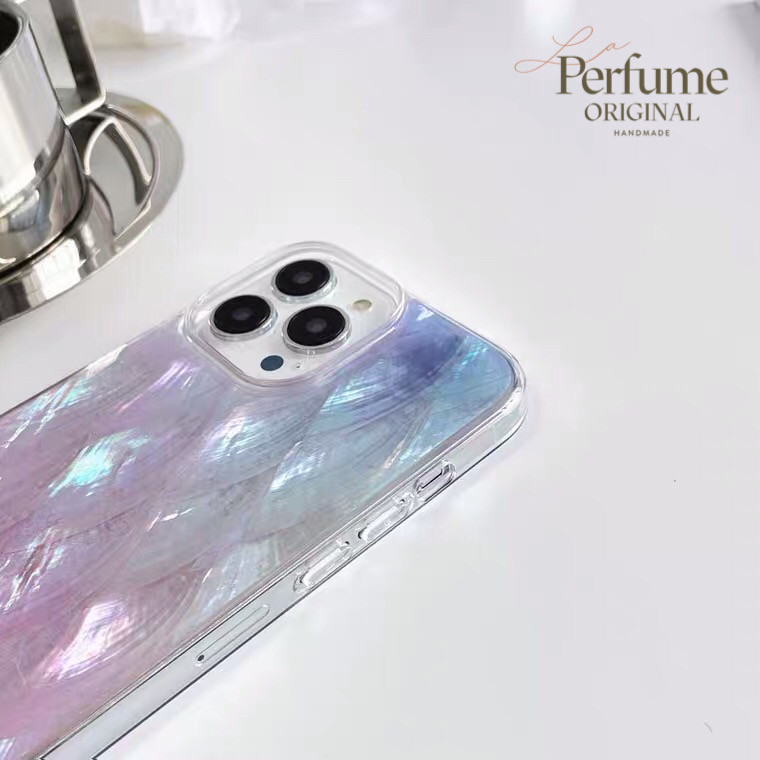 キラキラ天然シェル✨ブルーパープル系カラー 淡色 貝殻 オリジナル iPhoneケース【受注生産】カラフル 夏 海