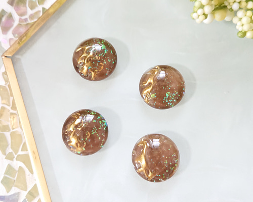 ガラスカボション☆4個 f-14 ブラウン/カボション/ガラス/カラージェル  