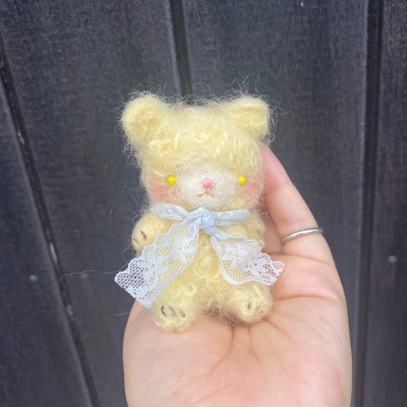くせっ毛のイエローベア 羊毛フェルト プティぽわん＊nano 通販