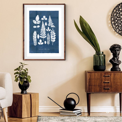 北欧ポスター【 Navy Botanical 01】抽象画 アートでお部屋の