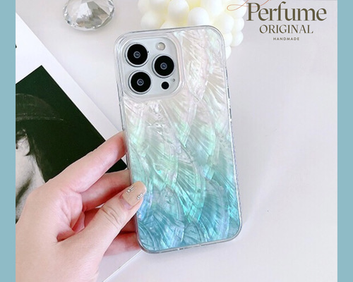 キラキラ天然シェル♡グレープグリーン✨オリジナルケース iPhoneケース 貝殻 51413a11112b03099fb30a2c857a81