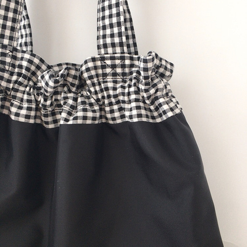 美品 ユキエモン ギンガムチェック ブラック 襟付き バックリボン M 黒×白 KNNS334・白黒ギンガムチェックマキシスカート綿100％フレア