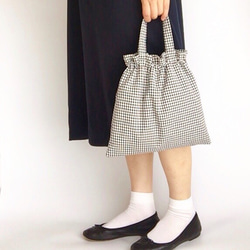 美品 ユキエモン ギンガムチェック ブラック 襟付き バックリボン M 黒×白 c1949fecdc4374602330870692d9fc
