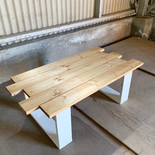 カリフォルニアスタイル シャビーカフェテーブルチーク×ホワイト