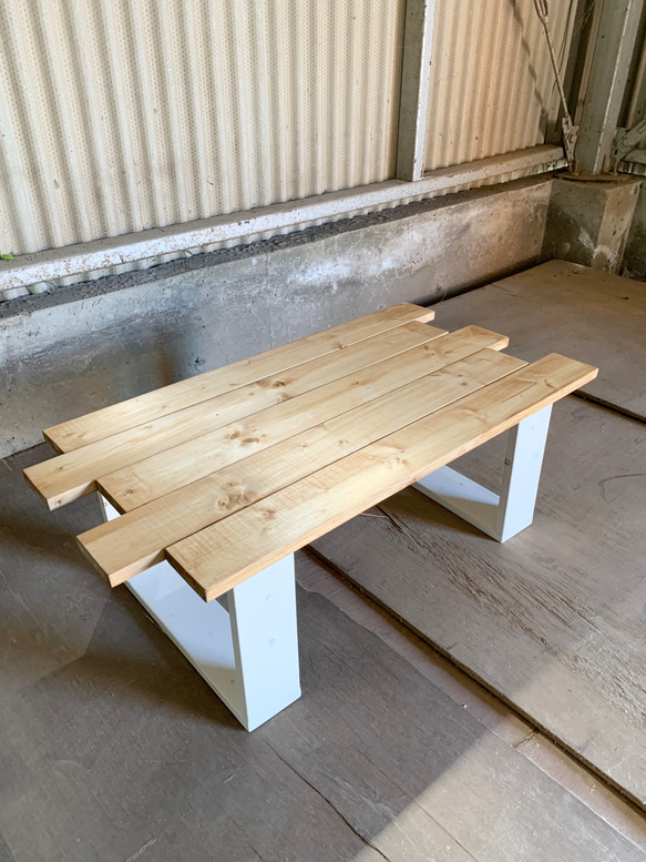 カリフォルニアスタイル シャビーカフェテーブルチーク×ホワイト