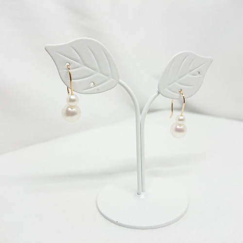 K18 パールピアス 雪だるま