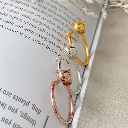 キュートな猫ネコちゃんSV925リングR0517 指輪・リング Ringo 通販