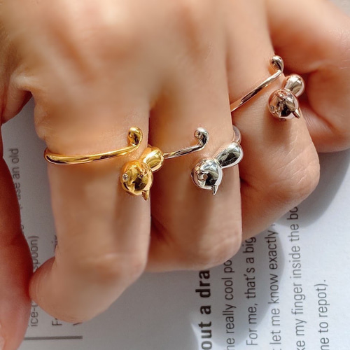 キュートな猫ネコちゃんSV925リングR0517 指輪・リング Ringo 通販