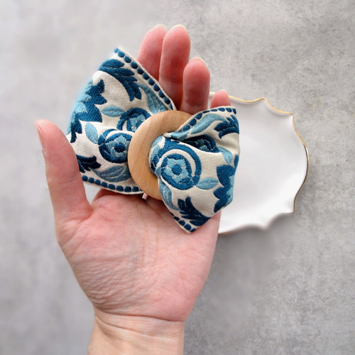 刺繡リボンのポニーフック □ リングデザイン 【L】サイズ□ フランス 