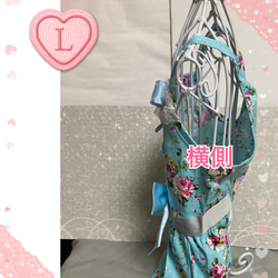 エレガントに憧れて　人気　オリジナル　ペットウェア　花柄ブルー　キャミソール　ワンピースドレス 2枚目の画像