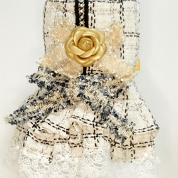 エレガントに憧れて　人気　オリジナル　ペットウェア　花柄ブルー　キャミソール　ワンピースドレス 20枚目の画像