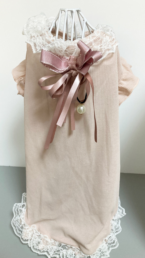 エレガントに憧れて　人気　オリジナル　ペットウェア　花柄ピンク　キャミソール　ワンピースドレス 6枚目の画像
