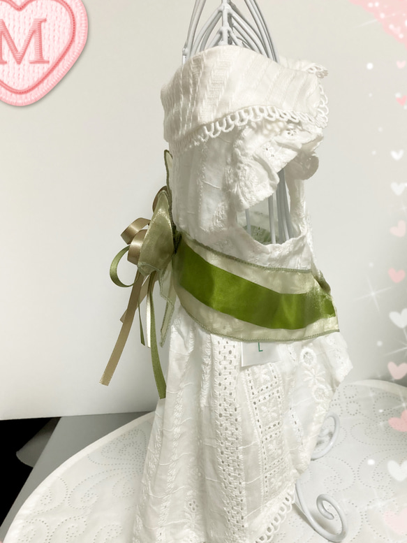 エレガントに憧れて　人気　オリジナル　ペットウェア　花柄ピンク　キャミソール　ワンピースドレス 9枚目の画像