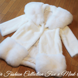 着るだけでフレンチシックな雰囲気が漂います☆上品でフランス貴族風なデザインのパールホワイト白ミンクファーコート毛皮コート 2枚目の画像