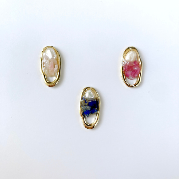 [你可以選擇你的誕生石！天然石和淡水珍珠耳環/耳環]天然石，最喜歡的顏色，防過敏，生日禮物 第7張的照片