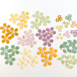 クラフトパンチのお花と葉っぱのセット〜アルバム　色紙　ペーパーフラワー　寄せ書き　くすみカラー 3枚目の画像