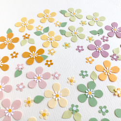 クラフトパンチのお花と葉っぱのセット〜アルバム　色紙　ペーパーフラワー　寄せ書き　くすみカラー 2枚目の画像