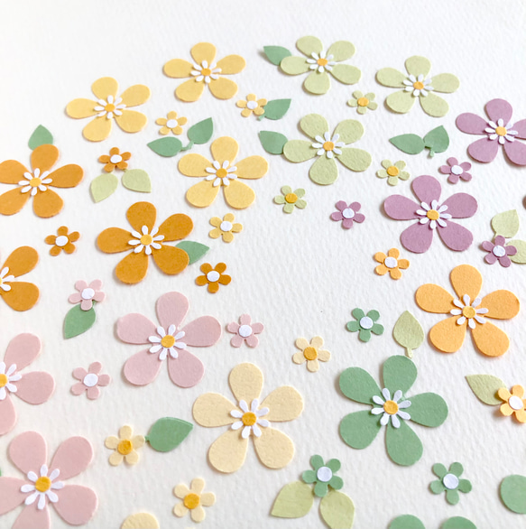 クラフトパンチのお花と葉っぱのセット〜アルバム　色紙　ペーパーフラワー　寄せ書き　くすみカラー 2枚目の画像