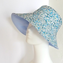 リバーシブル　夏の帽子（ライトブルー） 5枚目の画像