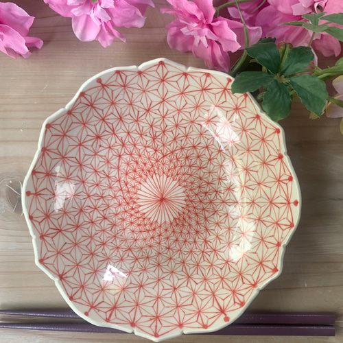 ポンタリルン麻の葉（深皿赤） 中皿 手作り陶器Rie 通販｜Creema 