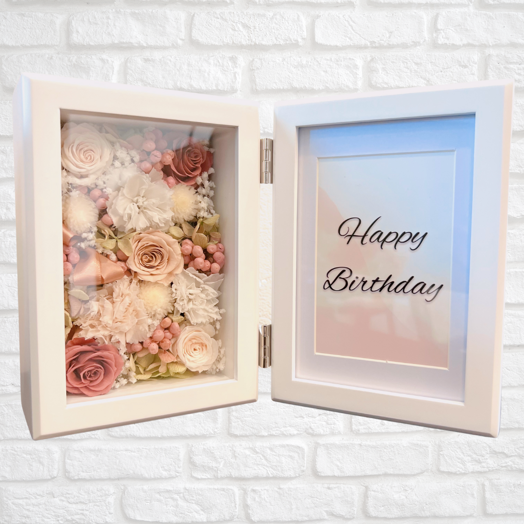 【メッセージ選択可】プリザーブドフラワー　ガラス　フォトフレーム　Mサイズ