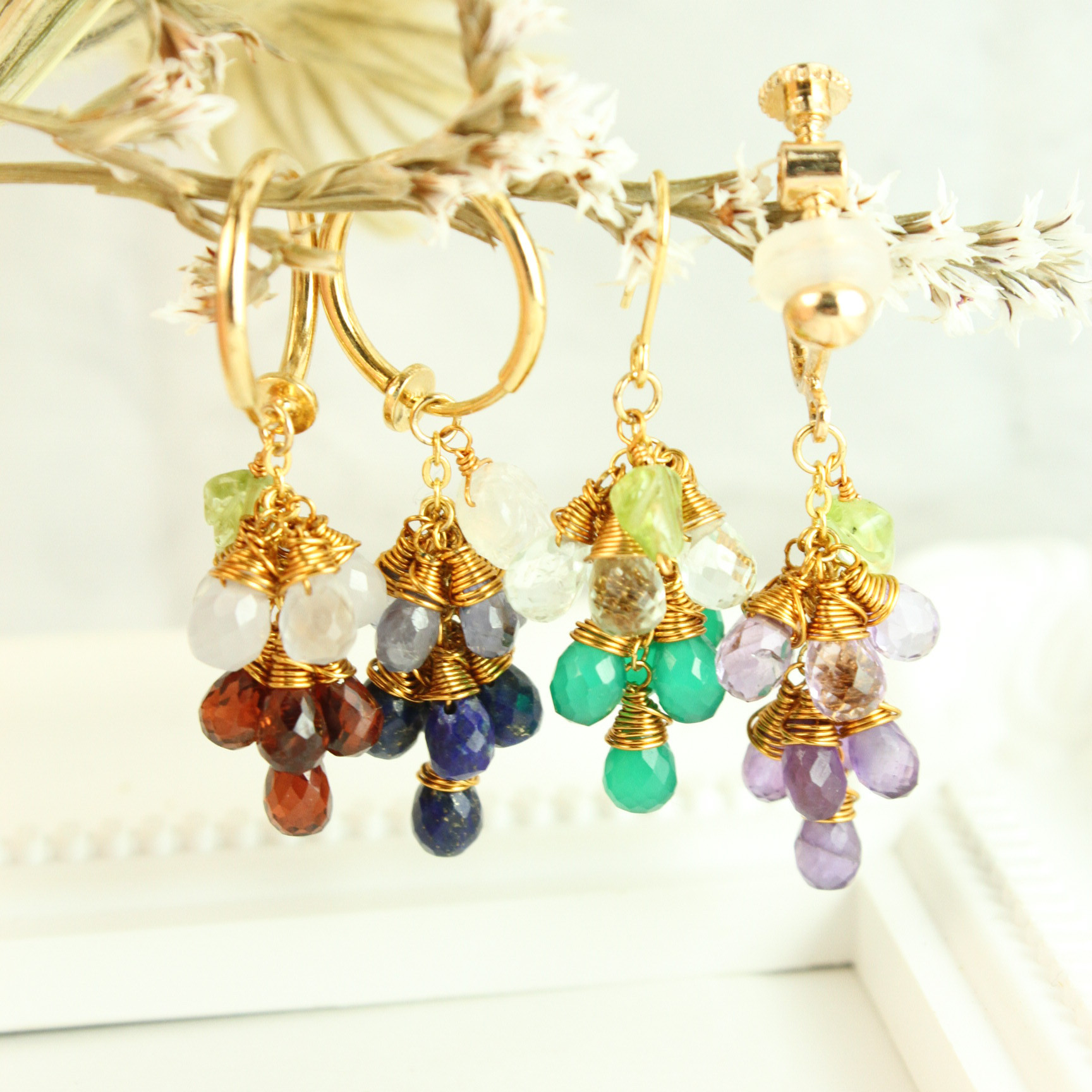 【選べる】ブドウ 房 耳飾り