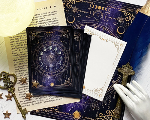 月の満ち欠け・12星座（パープル） ミニメモセット 一筆箋 / 手紙  
