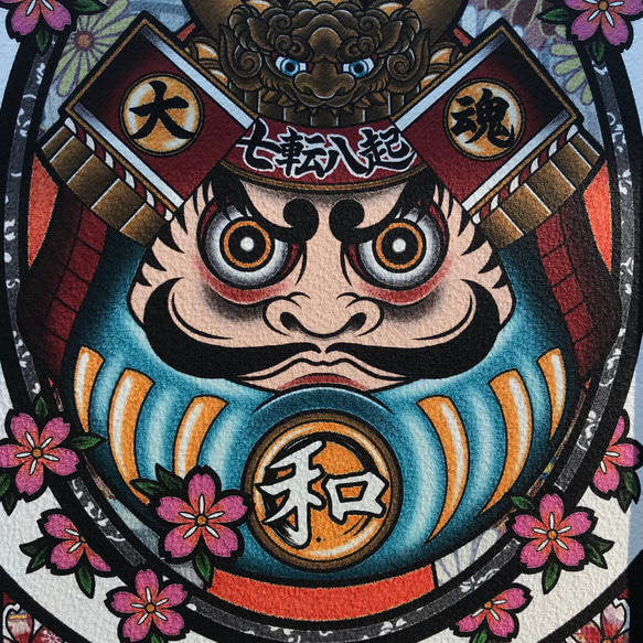 九青武者達摩七轉八基斯大和精神的插圖 A4 尺寸，帶有簡單框架 第6張的照片