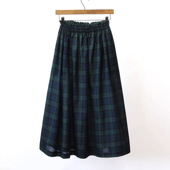 【即納】播州織 ロングスカート（ブラックウォッチ）総丈 75cm 1枚目の画像