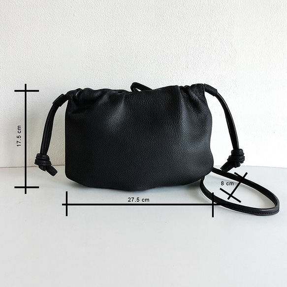 名入れ無料　本革　巾着　ショルダーバッグ　本革名入れキーホルダー付き 10枚目の画像