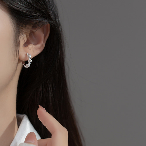 S925シルバーミニパールフープピアス0171 ピアス（フープ