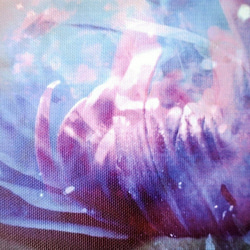 「花の目覚め」　アート　カンバス　キャンバスプリント　写真　コンパクト　インテリア　花　癒し　紫　雑貨　プリント　光 2枚目の画像