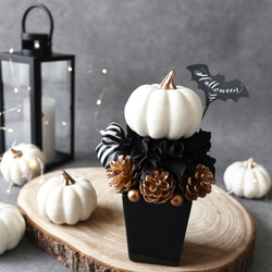 白かぼちゃのモノトーンアレンジメント　パフェ　ハロウィン　かぼちゃ　コウモリ　モダン　お洒落　大人ハロウィン 18枚目の画像