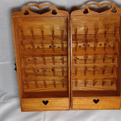 ミシン糸 +ボビン50個収納　オーク色糸たて裁縫箱　可愛いソーイングボックス　便利な木製収納ケース 6枚目の画像