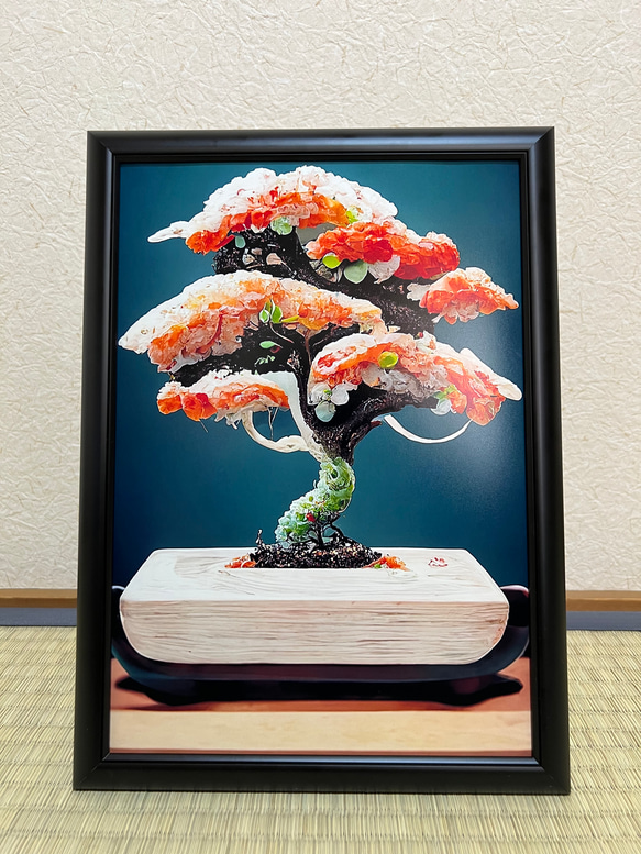 アートポスター【寿司の盆栽】A4 3枚目の画像