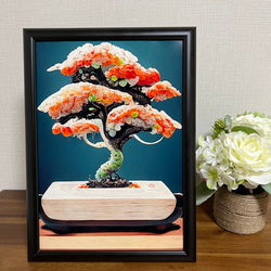 アートポスター【寿司の盆栽】A4 1枚目の画像