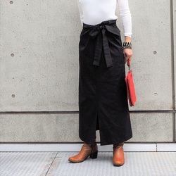 ２way腰周りスッキリ　サロペット巻きスカート　イタリア製コットンストレッチブラック 12枚目の画像