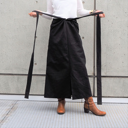 ２way腰周りスッキリ　サロペット巻きスカート　イタリア製コットンストレッチブラック 15枚目の画像