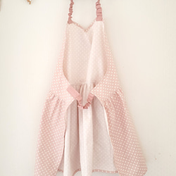 130cm～140cm 子供用 エプロン&三角巾(ドット柄 くすみピンク) 2枚目の画像