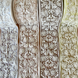 50cm  インド刺繍リボン  チュール  草花柄 3枚目の画像